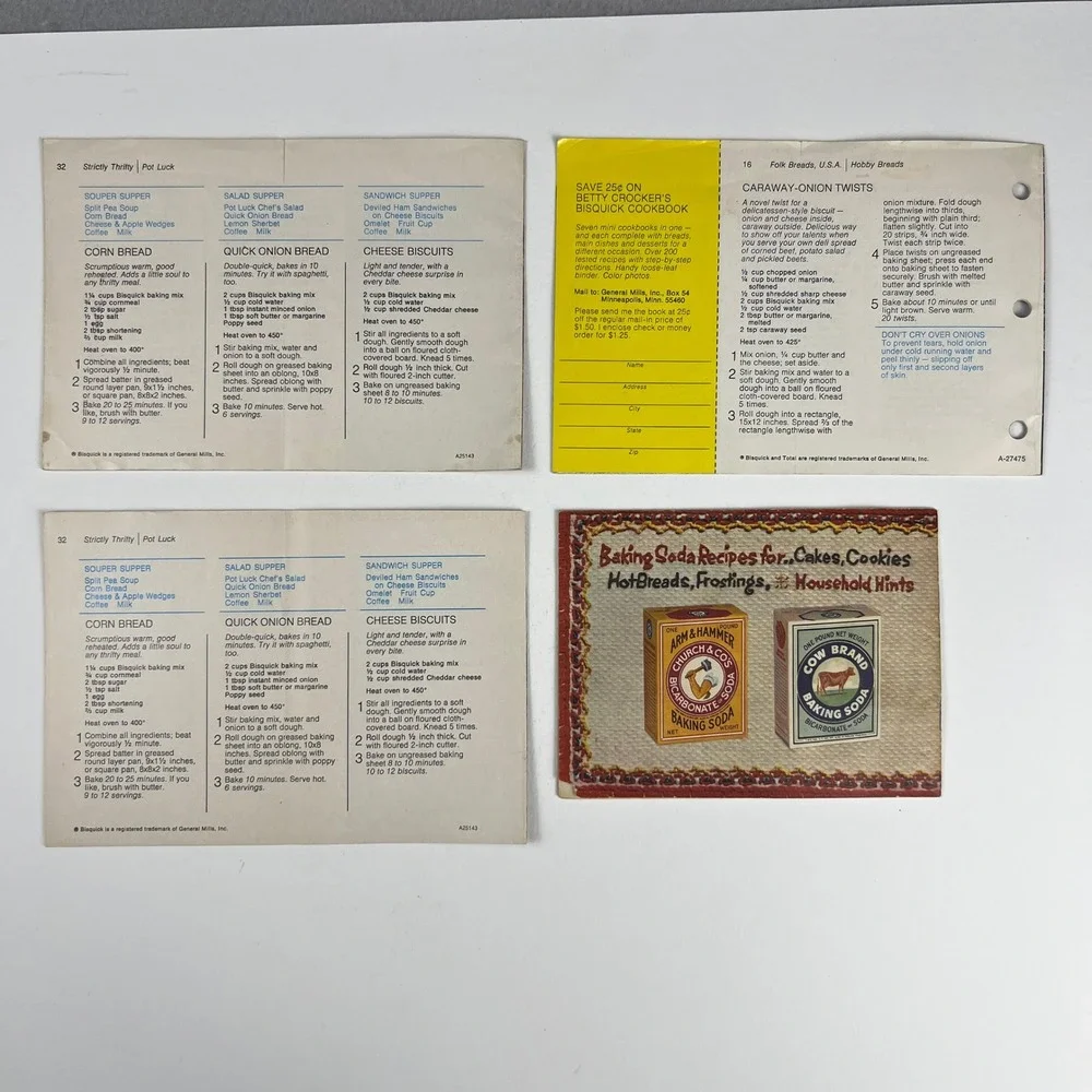 Betty Crocker Bisquick + Arm & Hammer Vintage Recipe Booklet Lot 4 Retro Cooking